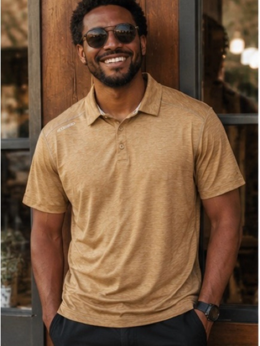Columbia Heathered Tan Short-Sleeve Polo